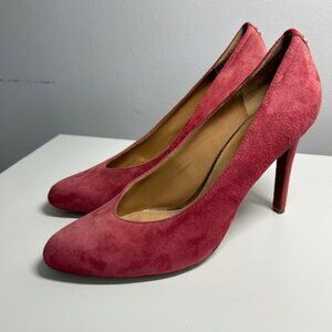 Coach NYC Suede Leather Red Pumps Heels Women's Size 11 Designer Luxury